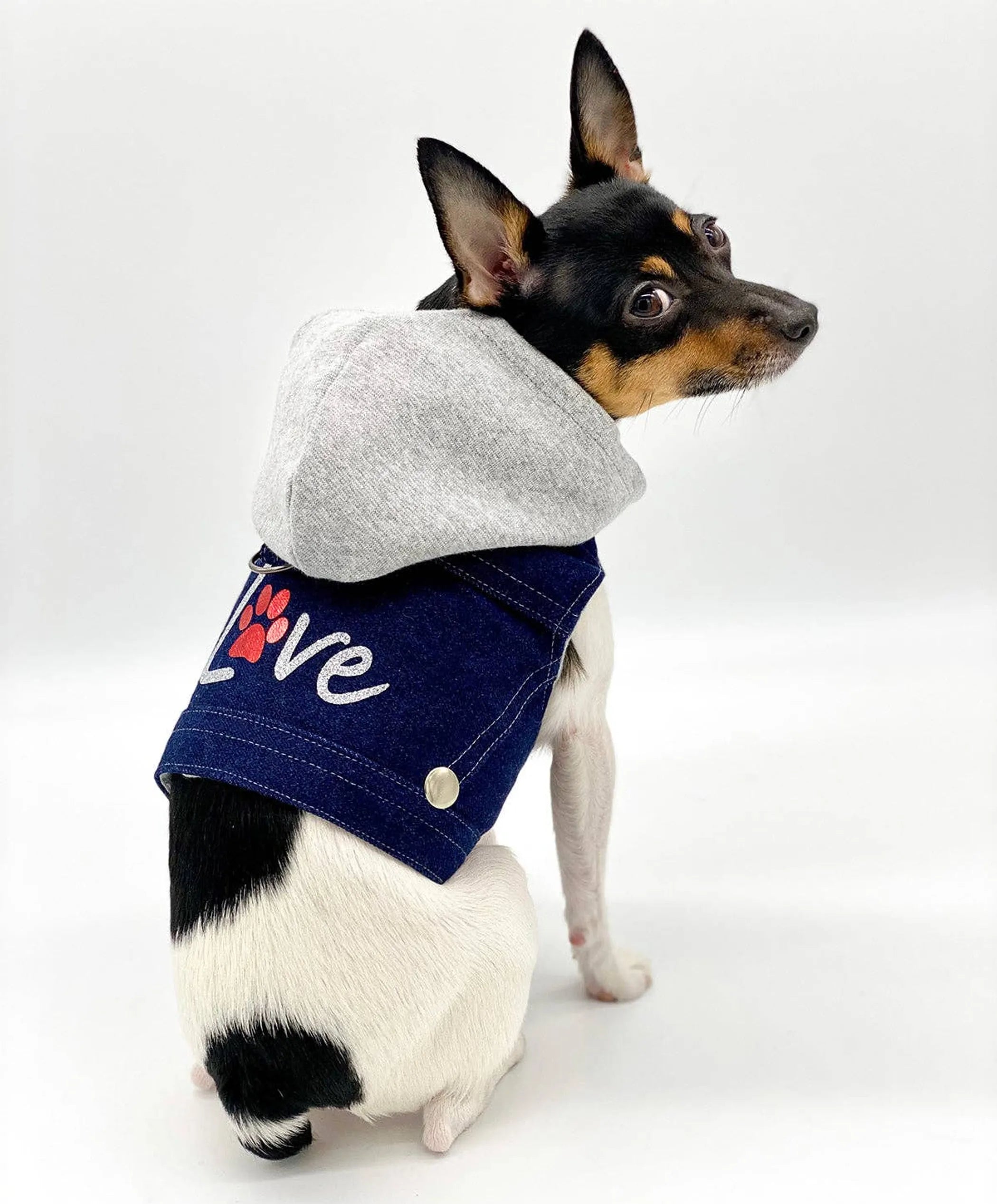 Denim "Love" Hoodie Harness Vest