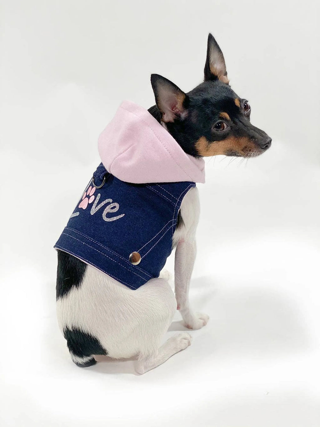Denim "Love" Hoodie Harness Vest