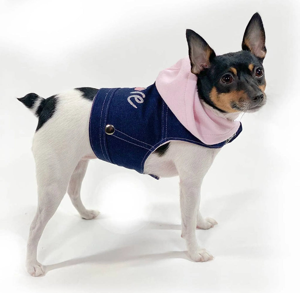 Denim "Love" Hoodie Harness Vest