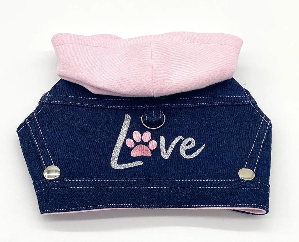 Denim "Love" Hoodie Harness Vest