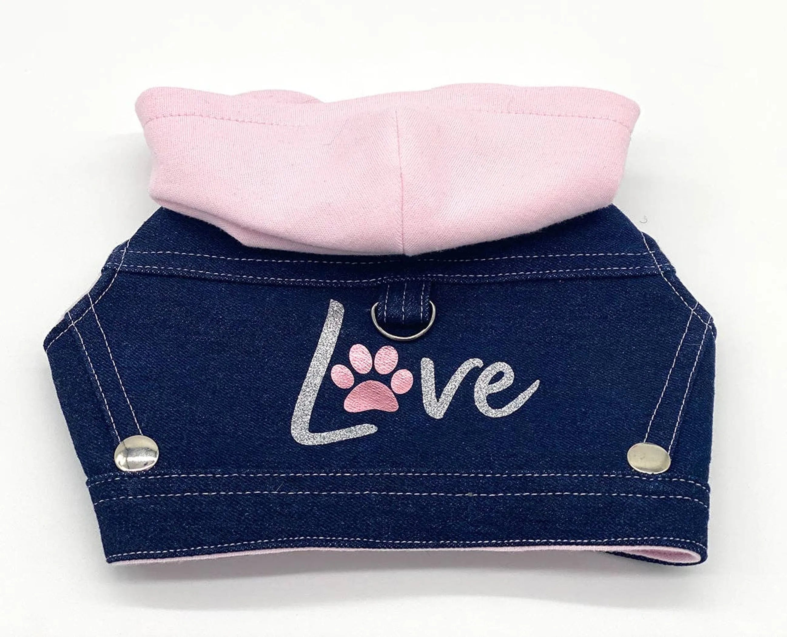 Denim "Love" Hoodie Harness Vest