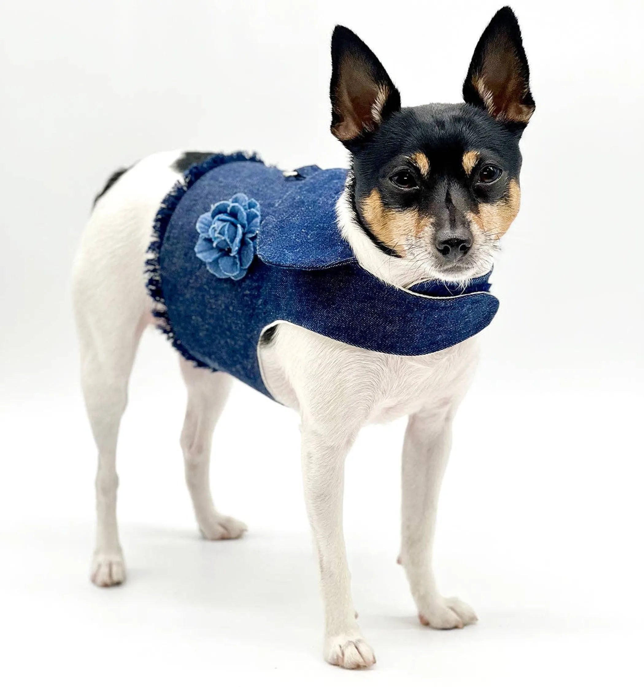 Denim Flower Harness Vest
