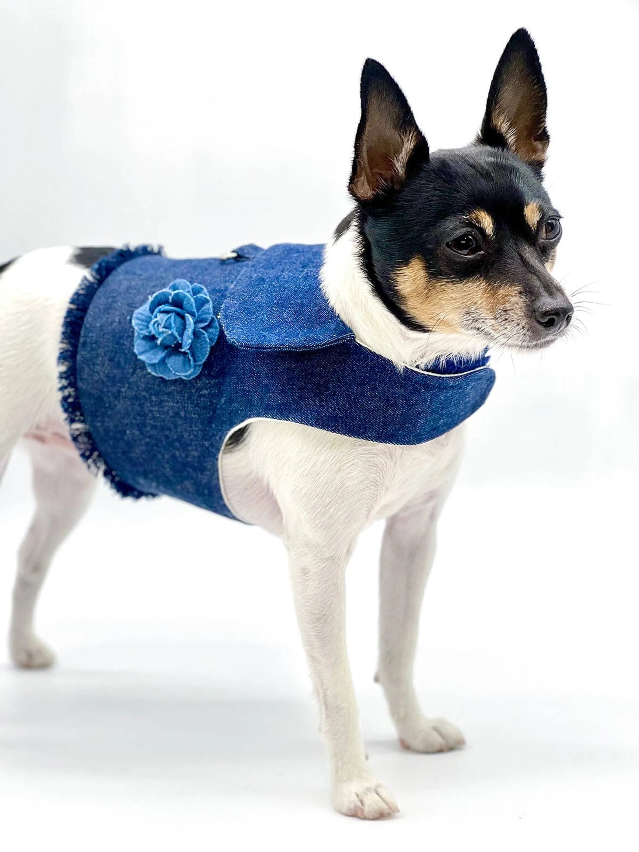 Denim Flower Harness Vest