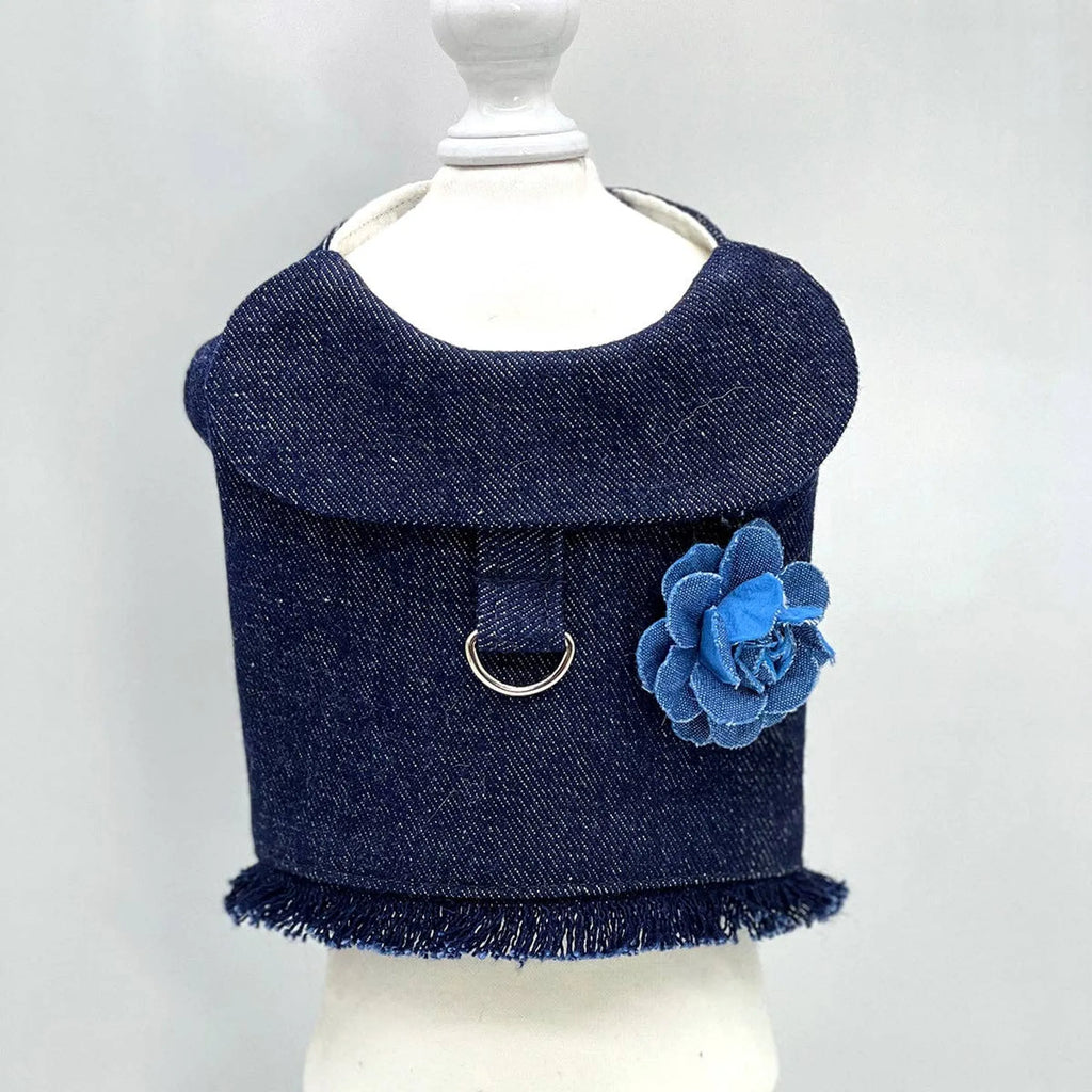 Denim Flower Harness Vest