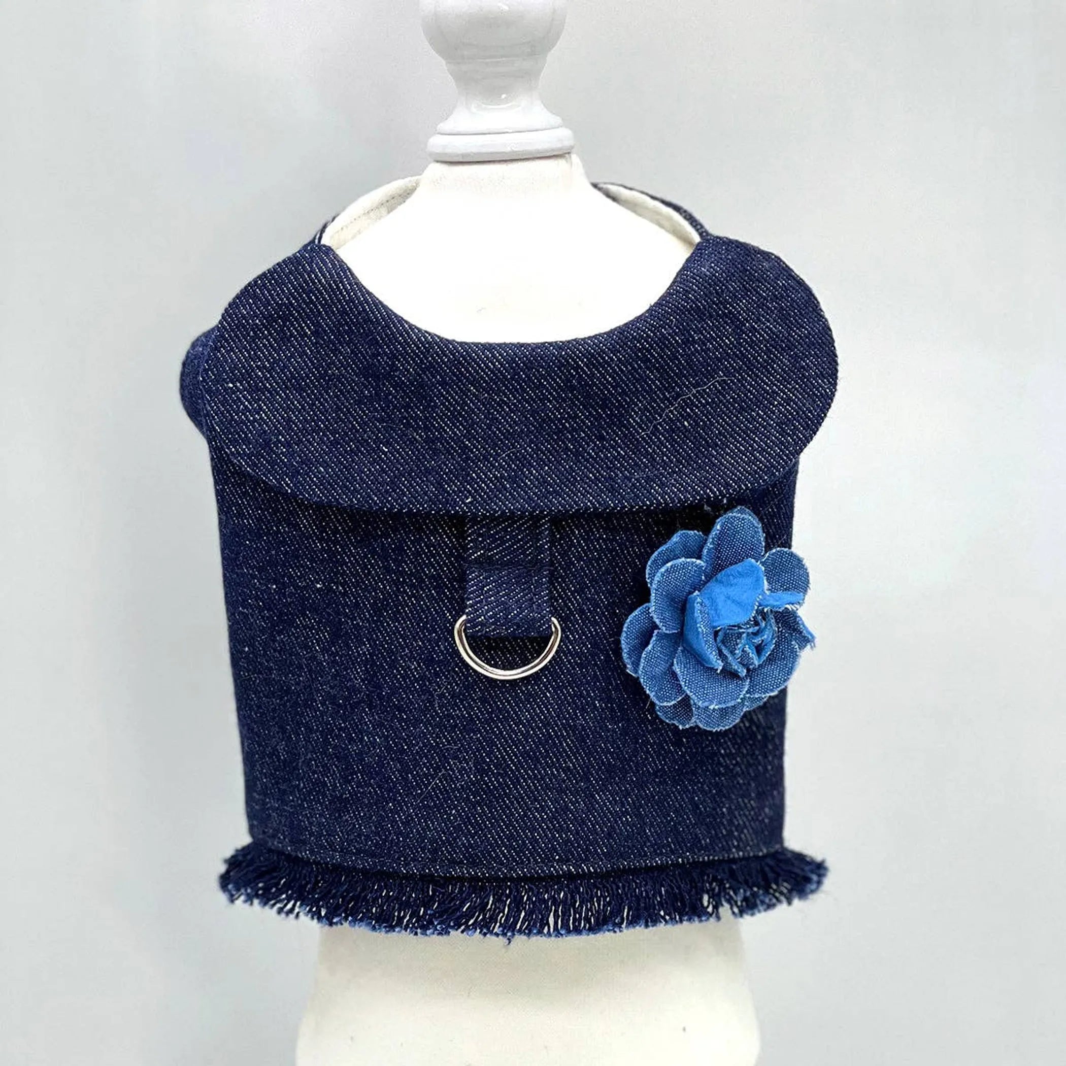 Denim Flower Harness Vest