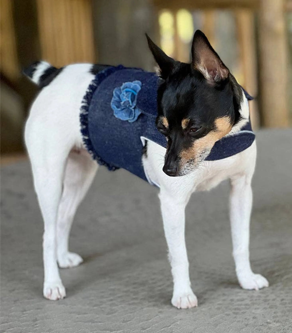 Denim Flower Harness Vest